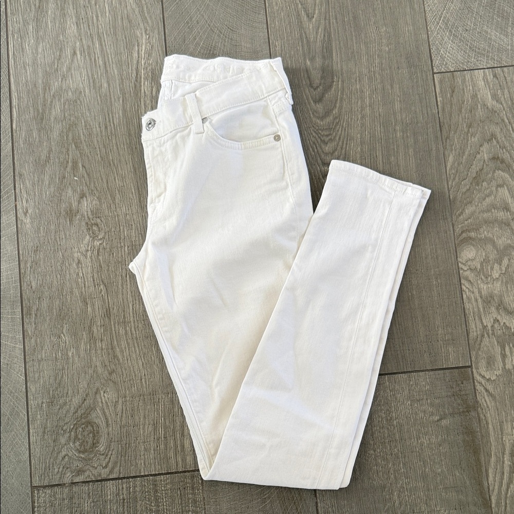 7 For All Mankind Women's Cream Skinny Jeans